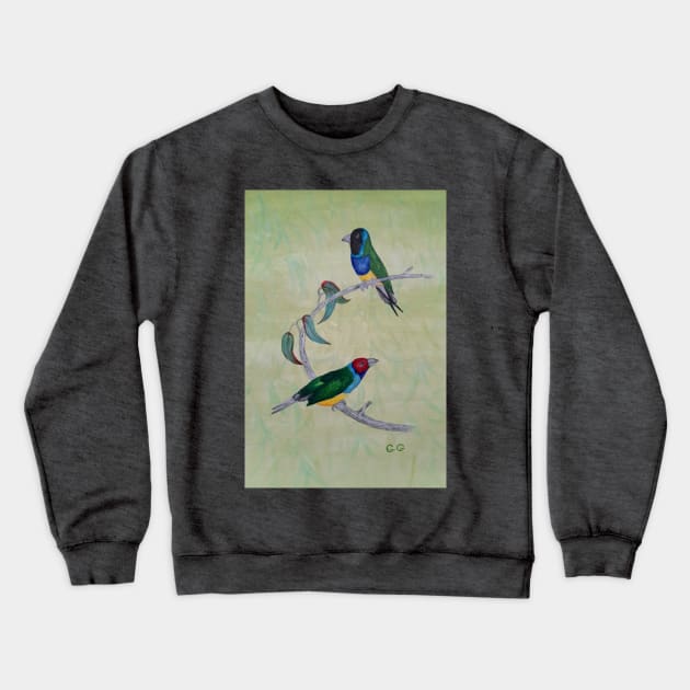 Australian Gouldian Finches Crewneck Sweatshirt by GarryGreenwood